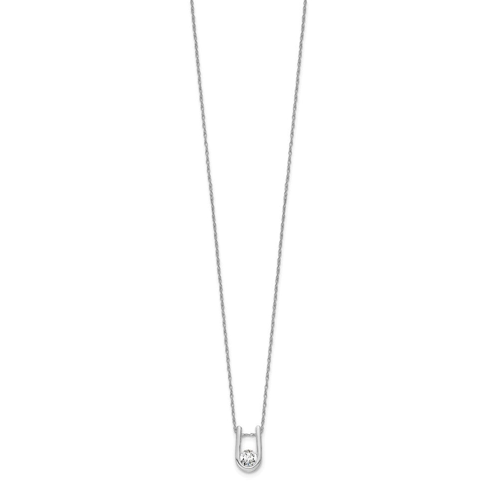 14kw 1/3ct Lab Grown Dia VS/SI+ G+ Comp 18in U-Shape Pendant Necklace