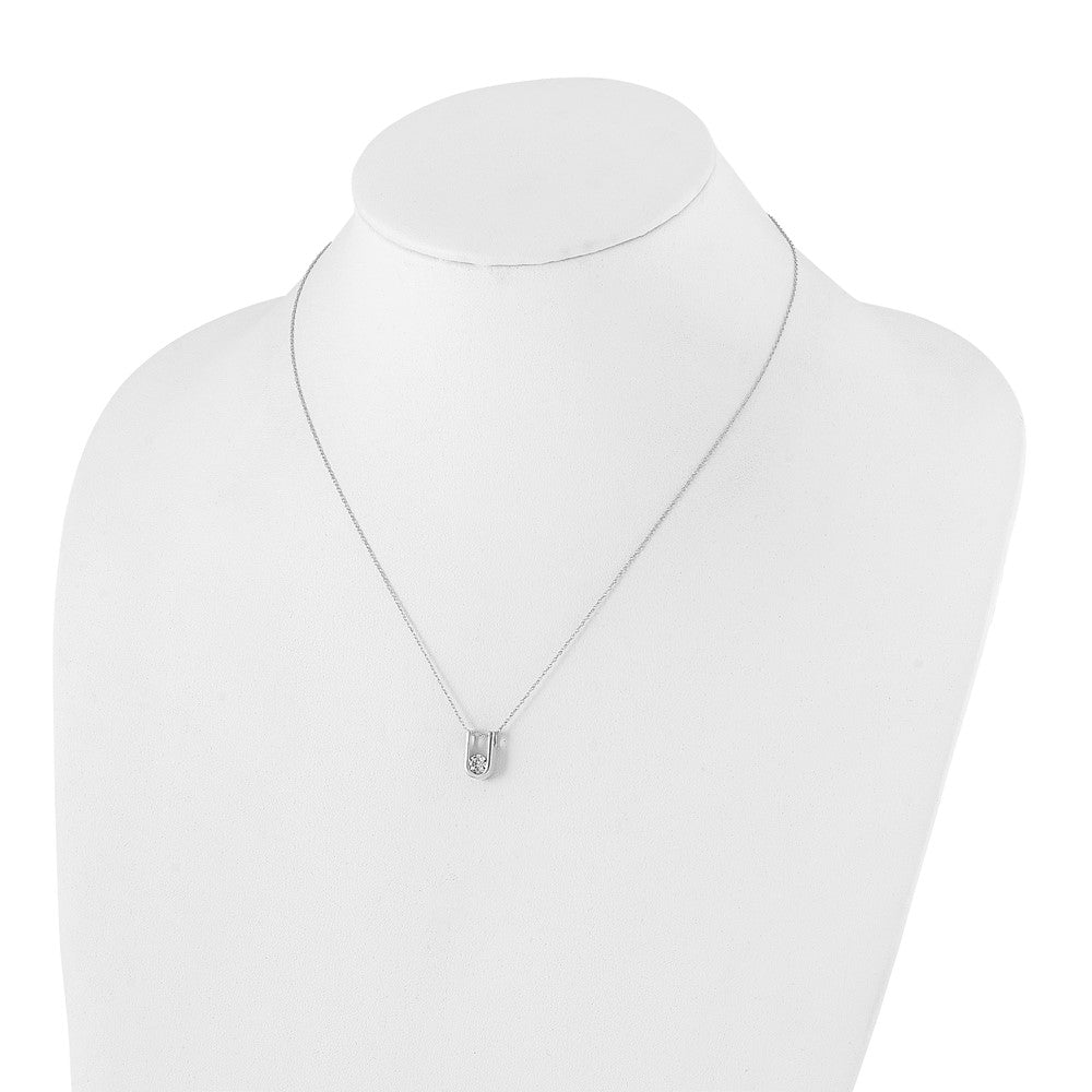 14kw 1/3ct Lab Grown Dia VS/SI+ G+ Comp 18in U-Shape Pendant Necklace