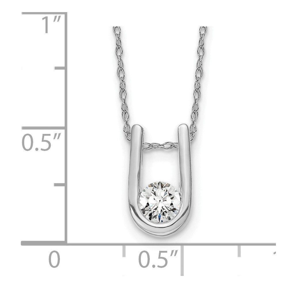 14kw 1/3ct Lab Grown Dia VS/SI+ G+ Comp 18in U-Shape Pendant Necklace