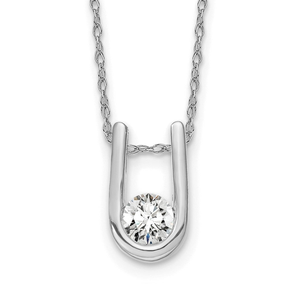 14kw 1/3ct Lab Grown Dia VS/SI+ G+ Comp 18in U-Shape Pendant Necklace