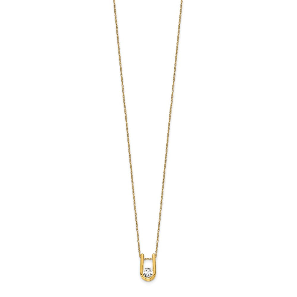 14k 1/3ct Lab Grown Dia VS/SI+ G+ Comp 18in U-Shape Pendant Necklace