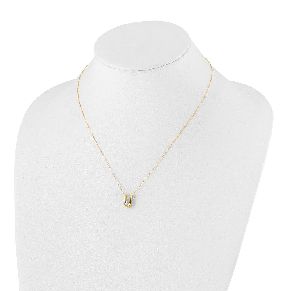 14k 1/3ct Lab Grown Dia VS/SI+ G+ Comp 18in U-Shape Pendant Necklace