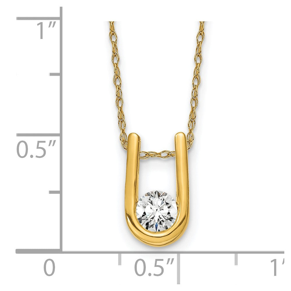 14k 1/3ct Lab Grown Dia VS/SI+ G+ Comp 18in U-Shape Pendant Necklace
