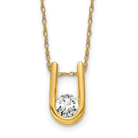 14k 1/3ct Lab Grown Dia VS/SI+ G+ Comp 18in U-Shape Pendant Necklace