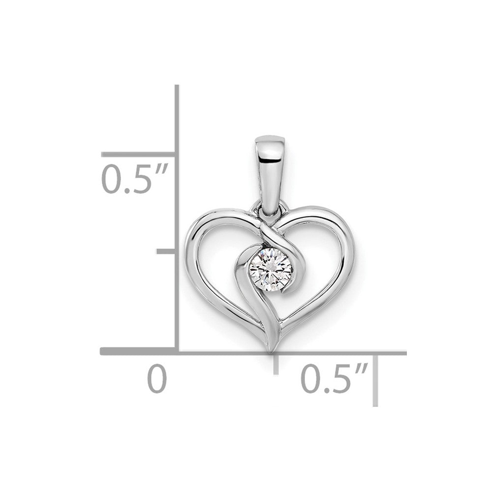 14k White Gold 1/10ct Lab Grown Diamond VS/SI+ G+ Complete Heart Pendant