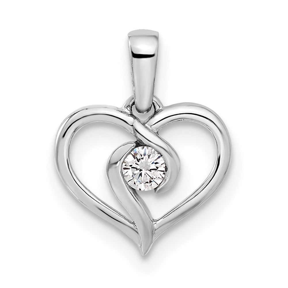 14k White Gold 1/10ct Lab Grown Diamond VS/SI+ G+ Complete Heart Pendant