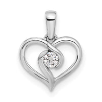 14k White Gold 1/10ct Lab Grown Diamond VS/SI+ G+ Complete Heart Pendant