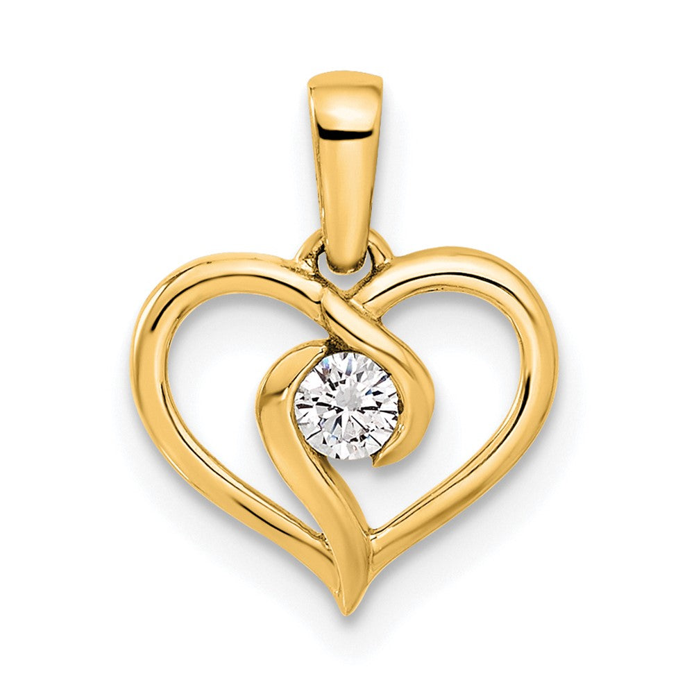 14k 1/10ct Lab Grown Diamond VS/SI+ G+ Complete Heart Pendant