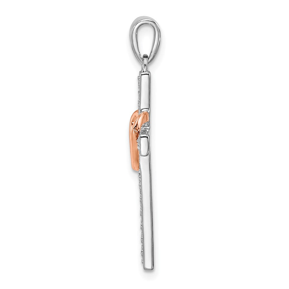 14kt 1/8ct Lab Grown Diamond VS/SI+ G+ Comp Cross with Heart Pendant