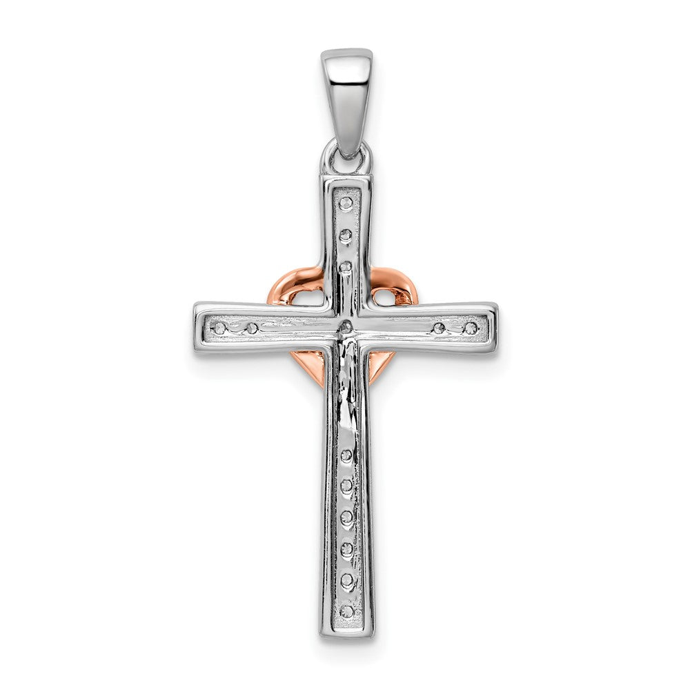 14kt 1/8ct Lab Grown Diamond VS/SI+ G+ Comp Cross with Heart Pendant