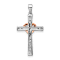 14kt 1/8ct Lab Grown Diamond VS/SI+ G+ Comp Cross with Heart Pendant