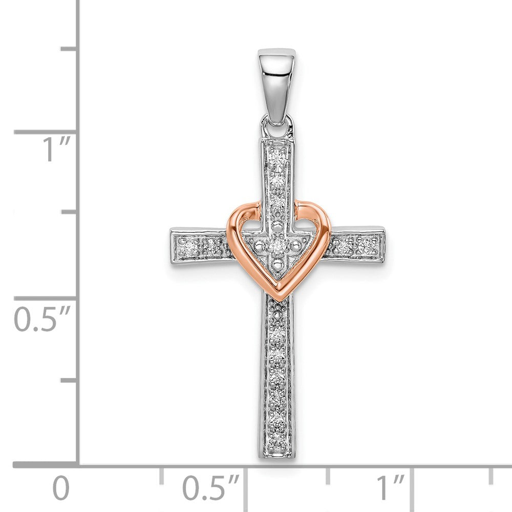 14kt 1/8ct Lab Grown Diamond VS/SI+ G+ Comp Cross with Heart Pendant