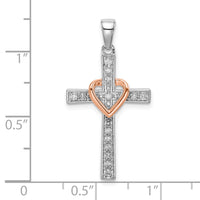14kt 1/8ct Lab Grown Diamond VS/SI+ G+ Comp Cross with Heart Pendant