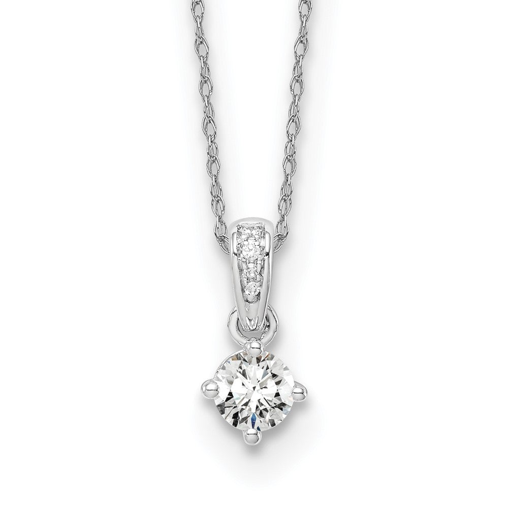14k White Gold 1/3ct Lab Grown Diamond VS/SI+ G+ 18in Pendant Necklace