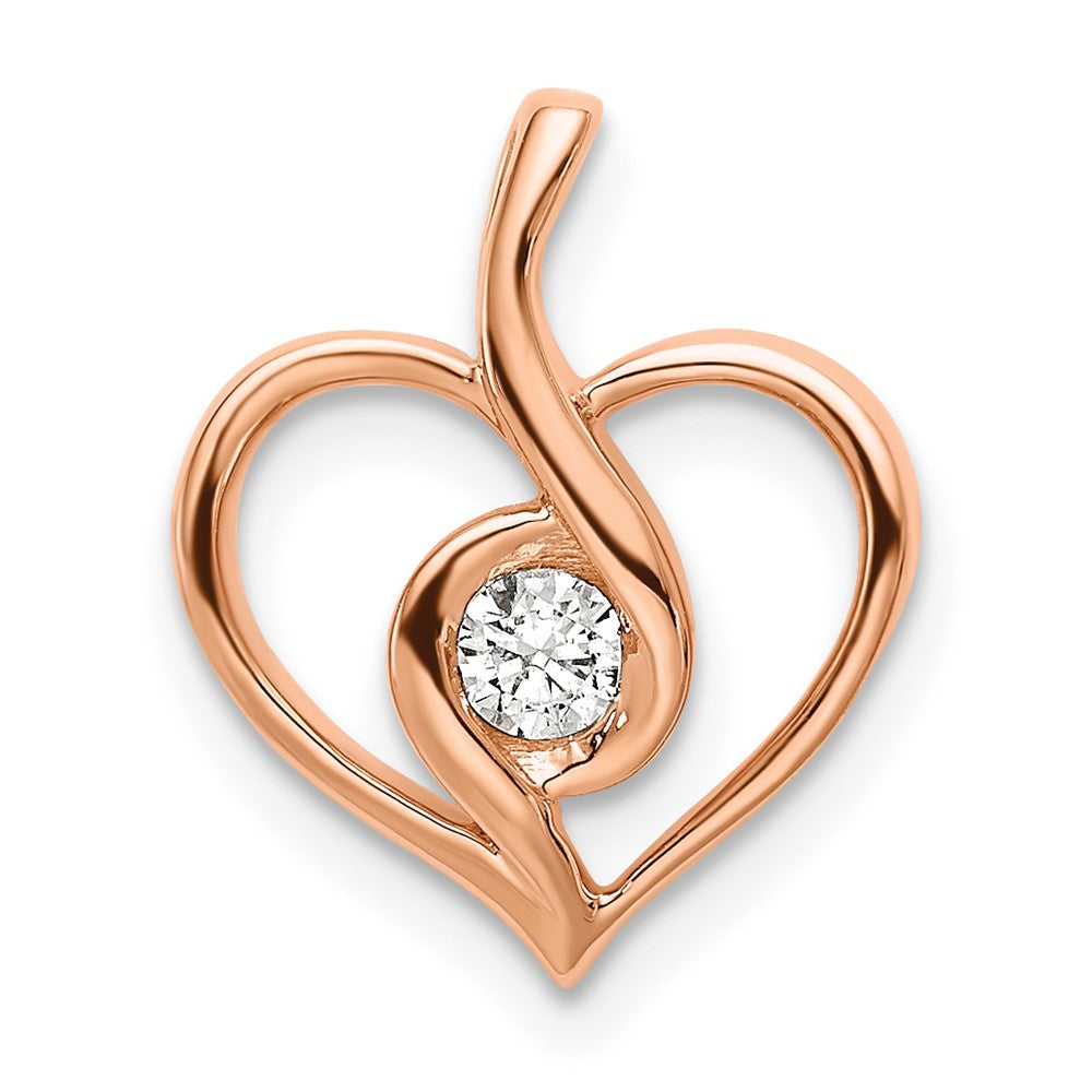 14kr 1/10ct Lab Grown Diamond VS/SI+ G+ Comp Bezel Open Heart Pendant