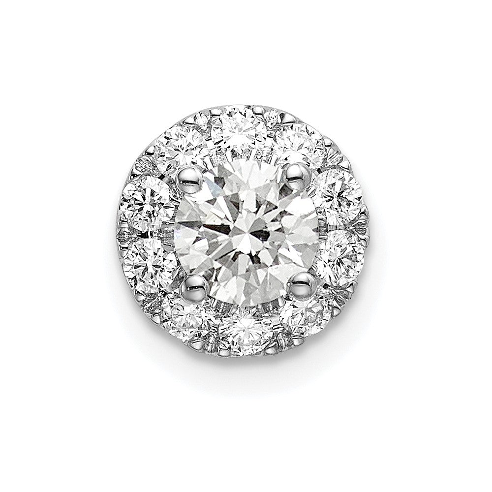 14kw 3/4ct Lab Grown Diamond VS/SI+ G+ Round Halo Chain Slide Pendant