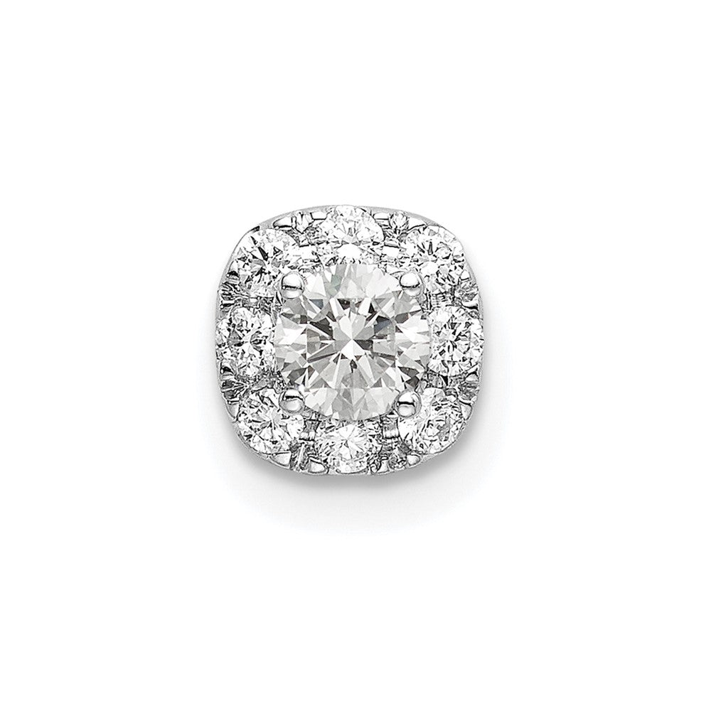 14k White Gold 1/3 ct Lab Grown Dia VS/SI+ G+ Cushion Halo Slide Pendant