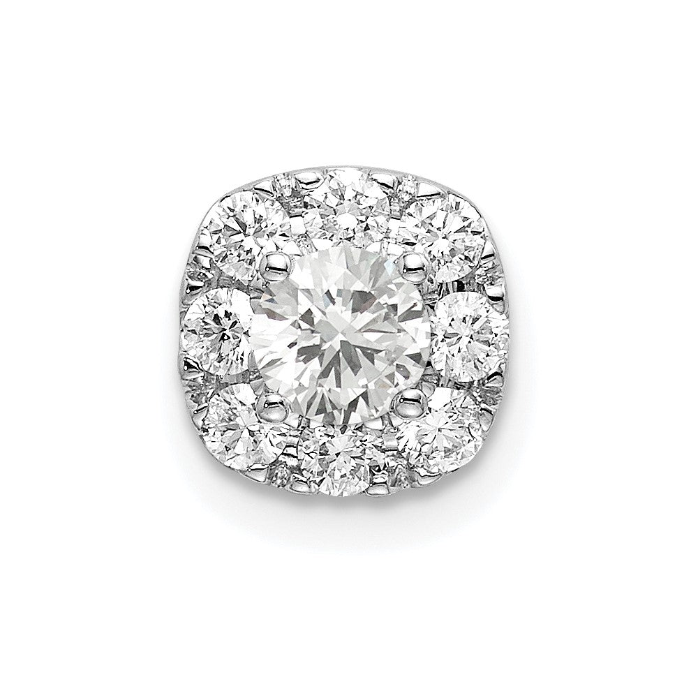 14k White Gold 1/2 ct Lab Grown Dia VS/SI+ G+ Cushion Halo Slide Pendant
