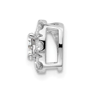 14k White Gold 3/4 ct Lab Grown Dia VS/SI+ G+ Cushion Halo Slide Pendant