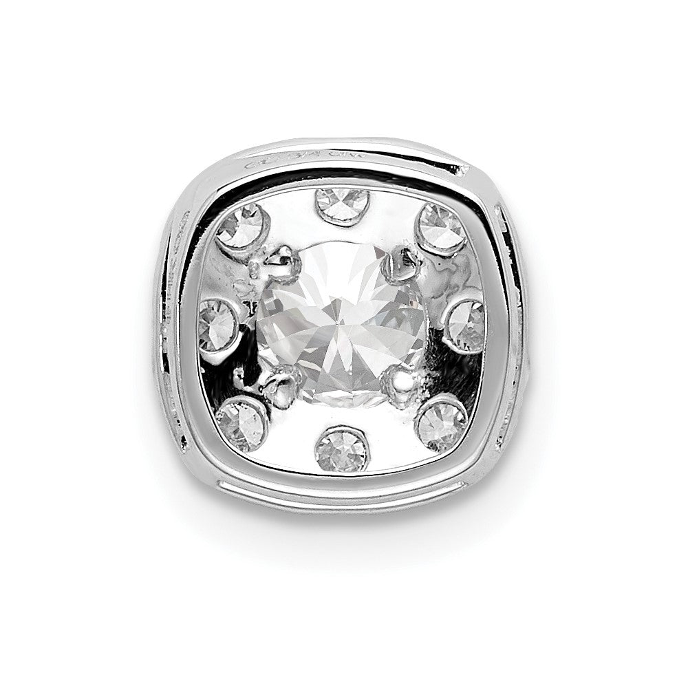 14k White Gold 3/4 ct Lab Grown Dia VS/SI+ G+ Cushion Halo Slide Pendant
