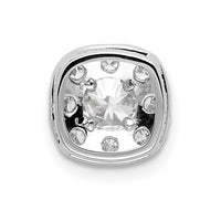 14k White Gold 3/4 ct Lab Grown Dia VS/SI+ G+ Cushion Halo Slide Pendant