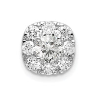 14k White Gold 3/4 ct Lab Grown Dia VS/SI+ G+ Cushion Halo Slide Pendant