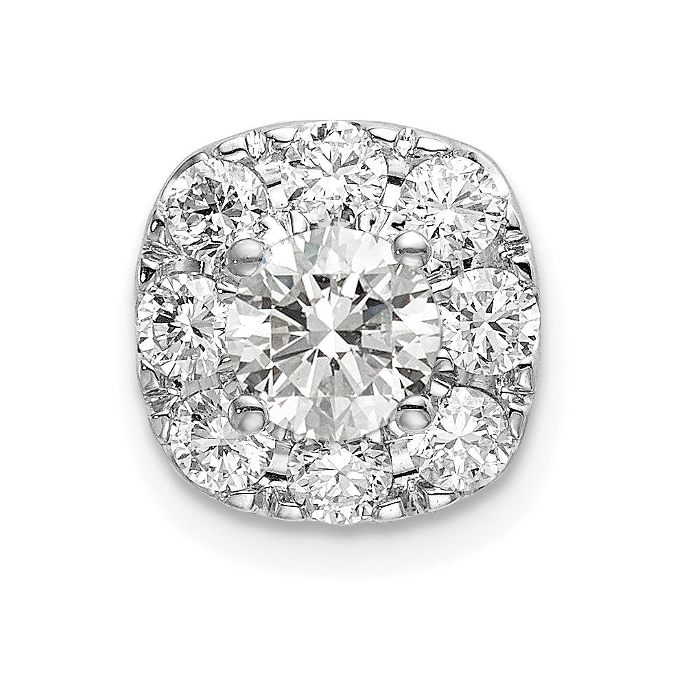 14kw 1ct Lab Grown Diamond VS/SI+ G+ Cushion Halo Chain Slide Pendant