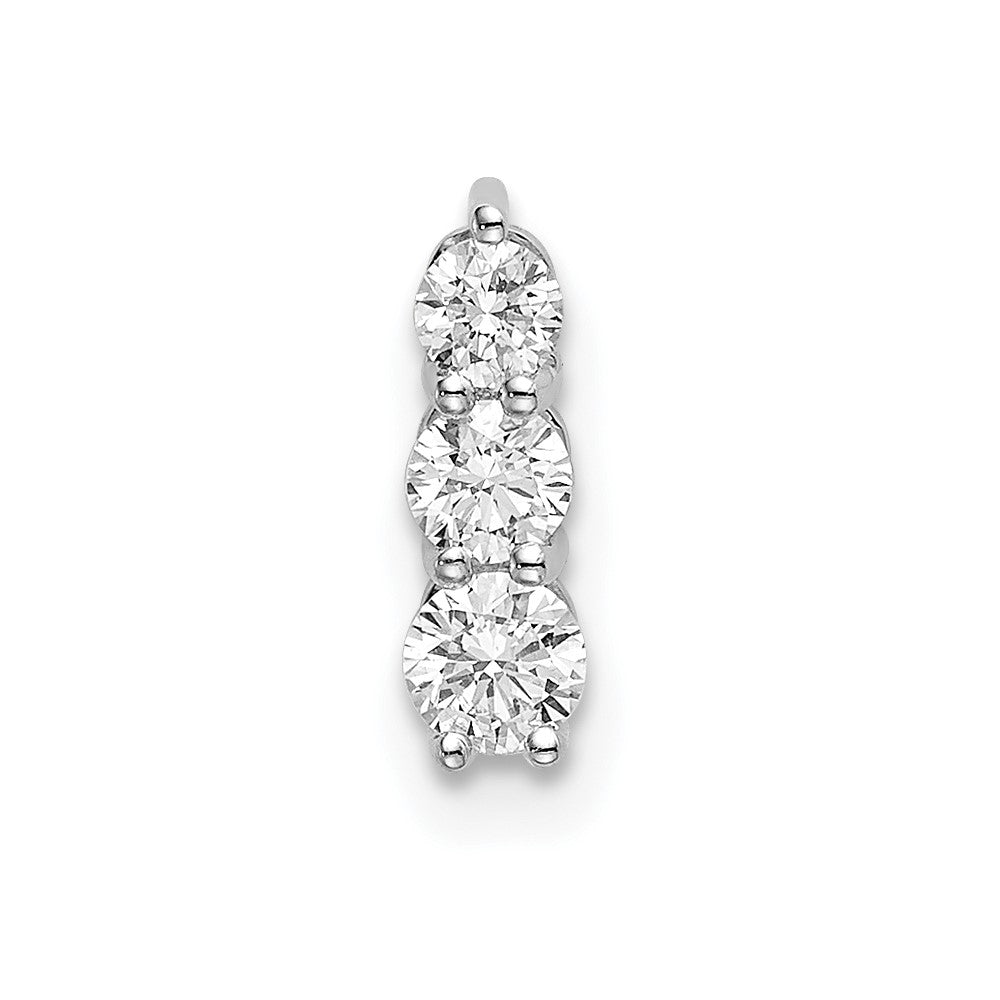14k White Gold 1/4 ct Lab Grown Diamond VS/SI+ G+ 3 Stone Chain Slide