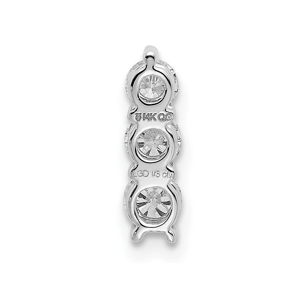 14k White Gold 1/3 ct Lab Grown Diamond VS/SI+ G+ 3 Stone Chain Slide