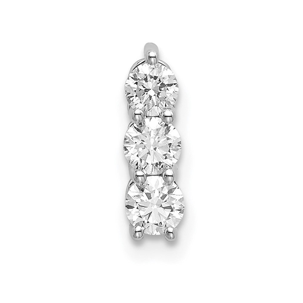 14k White Gold 1/3 ct Lab Grown Diamond VS/SI+ G+ 3 Stone Chain Slide