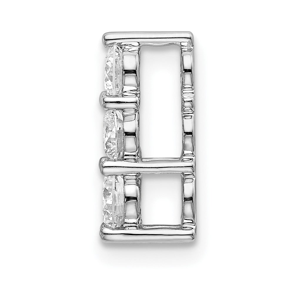 14k White Gold 1/2 ct Lab Grown Diamond VS/SI+ G+ 3 Stone Chain Slide