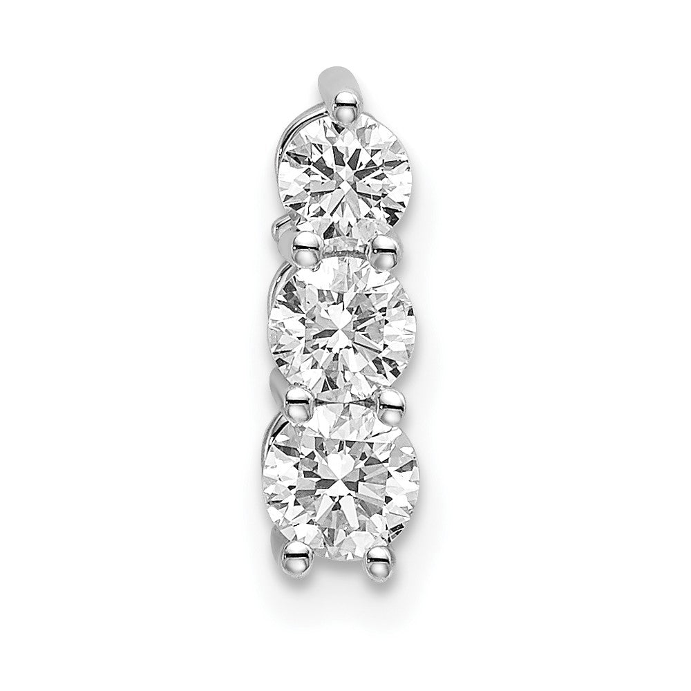 14k White Gold 1/2 ct Lab Grown Diamond VS/SI+ G+ 3 Stone Chain Slide