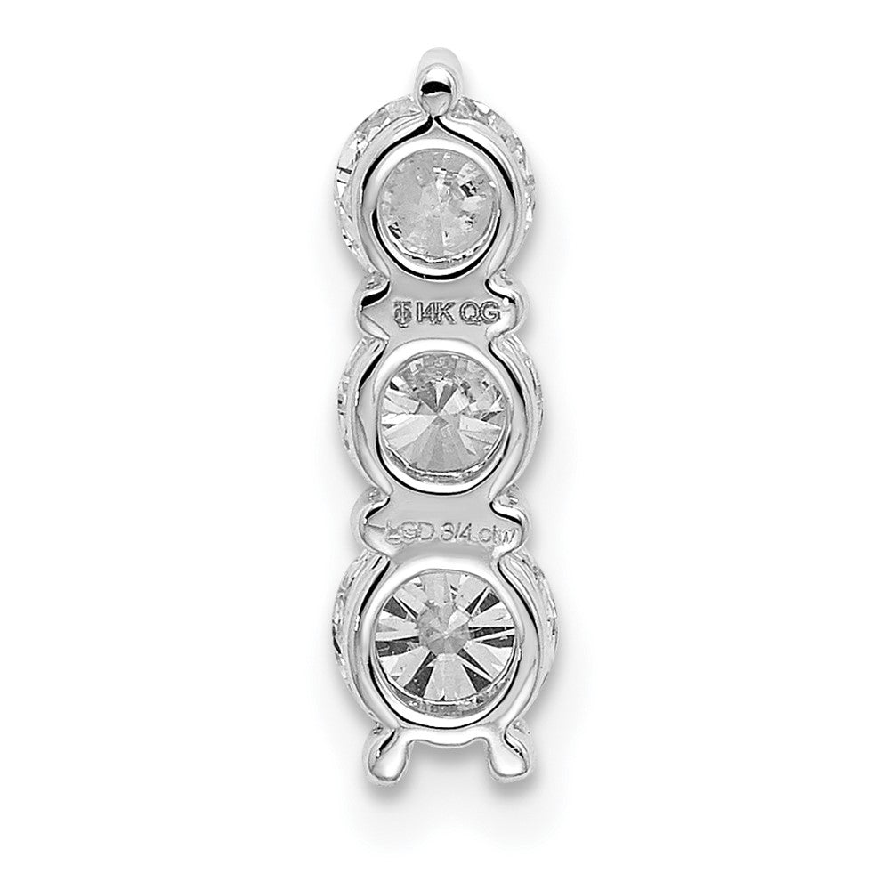 14k White Gold 3/4 ct Lab Grown Diamond VS/SI+ G+ 3 Stone Chain Slide