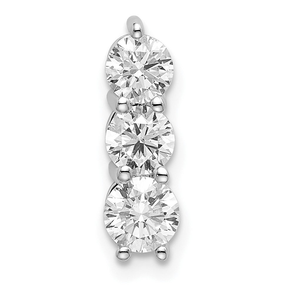 14k White Gold 3/4 ct Lab Grown Diamond VS/SI+ G+ 3 Stone Chain Slide