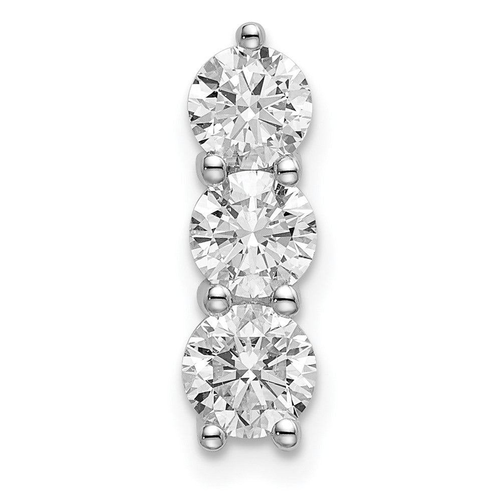 14k White Gold 1 ct Lab Grown Diamond VS/SI+ G+ 3 Stone Chain Slide