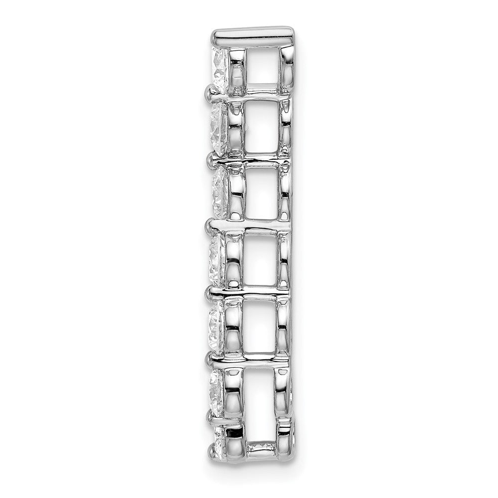 14k White Gold 1 ct Lab Grown Dia VS/SI+ G+ 7 Stone Curved Bar Chain Slide
