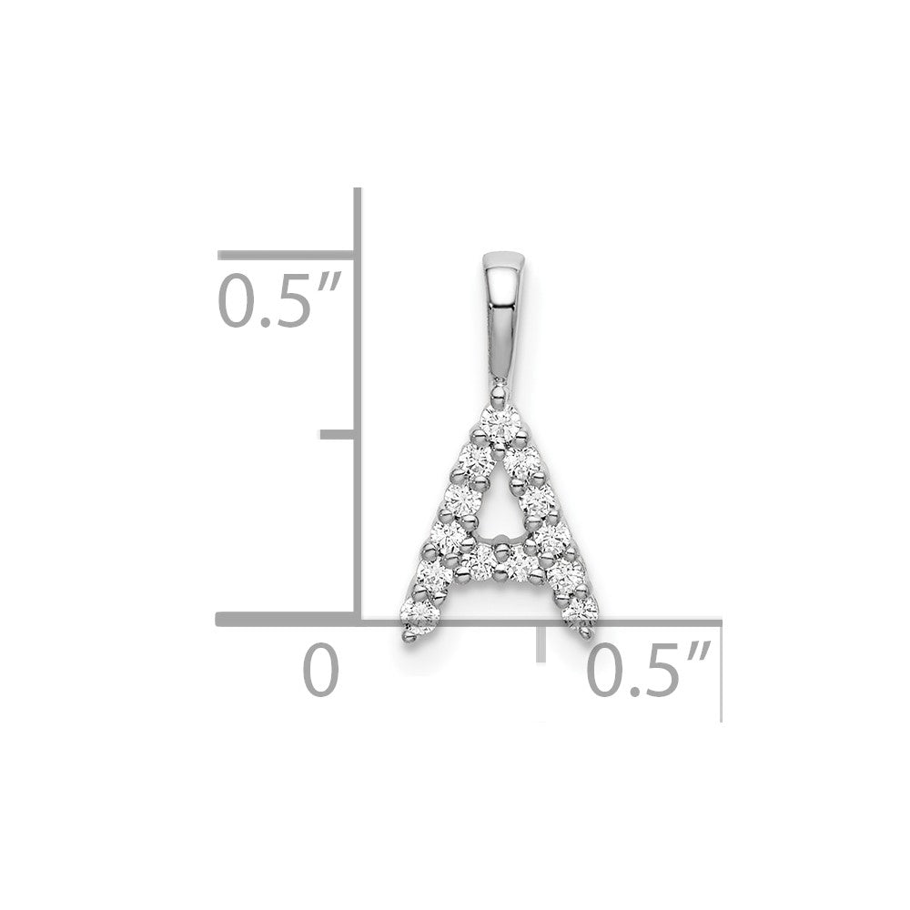 14kw 1/8ct Lab Grown Diamond VS/SI+ G+ Complete Letter A Initial Pendant