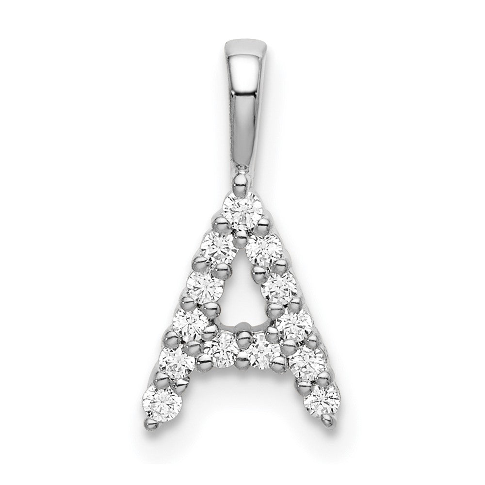 14kw 1/8ct Lab Grown Diamond VS/SI+ G+ Complete Letter A Initial Pendant