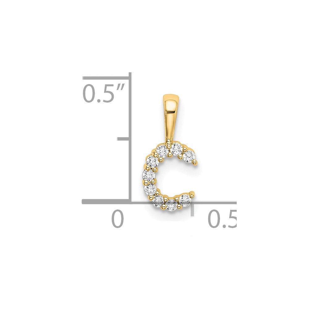 14k 1/10ct Lab Grown Diamond VS/SI+ G+ Complete Letter C Initial Pendant
