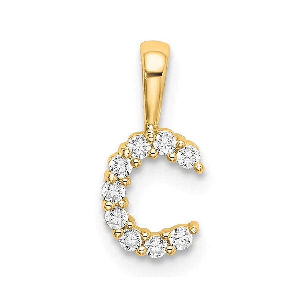 14k 1/10ct Lab Grown Diamond VS/SI+ G+ Complete Letter C Initial Pendant