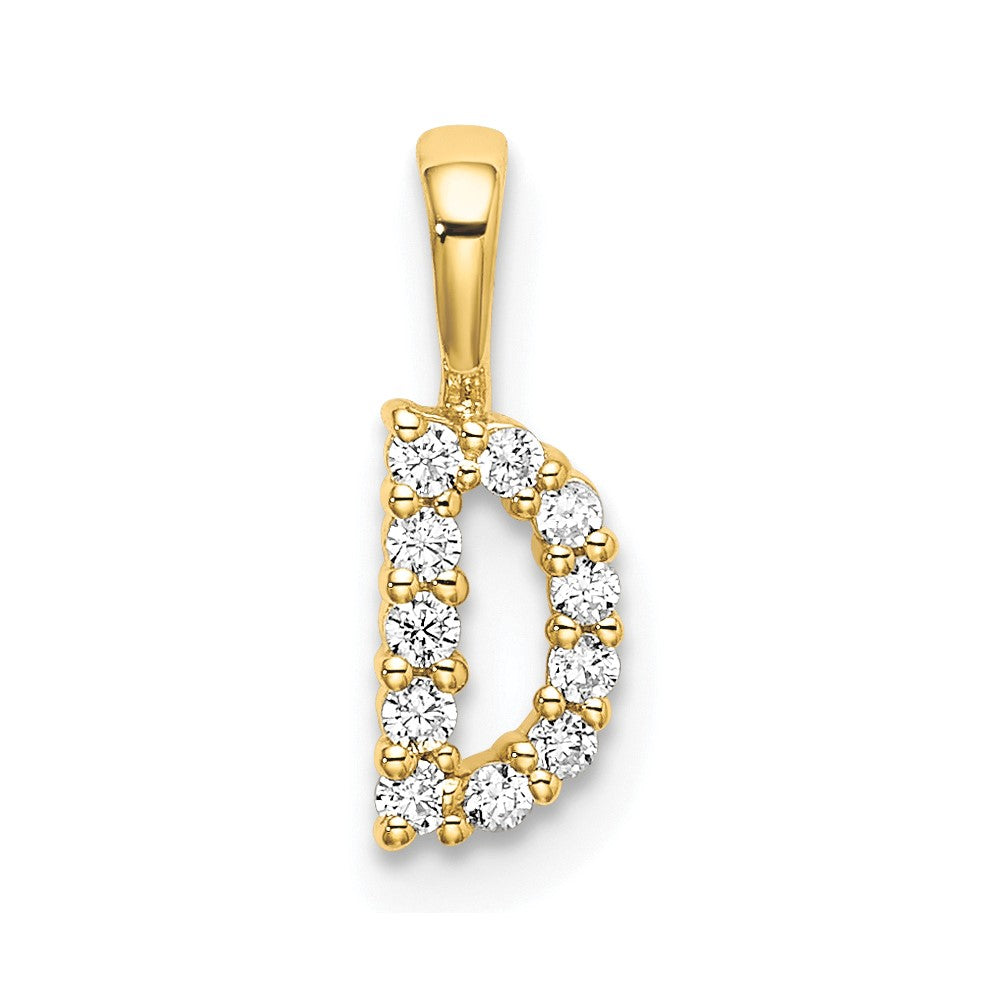 14k 1/10ct Lab Grown Diamond VS/SI+ G+ Complete Letter D Initial Pendant