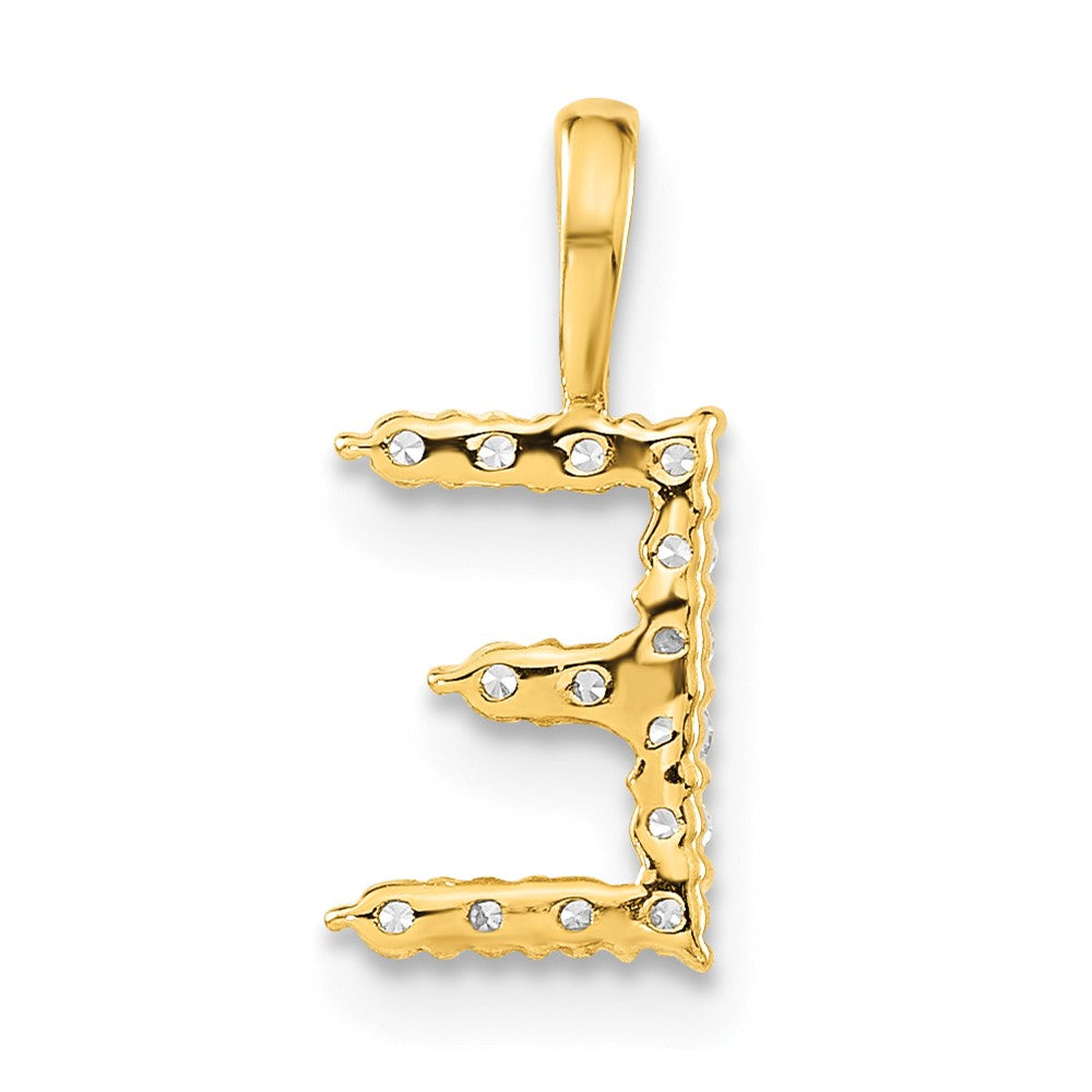 14k 1/8ct Lab Grown Diamond VS/SI+ G+ Complete Letter E Initial Pendant