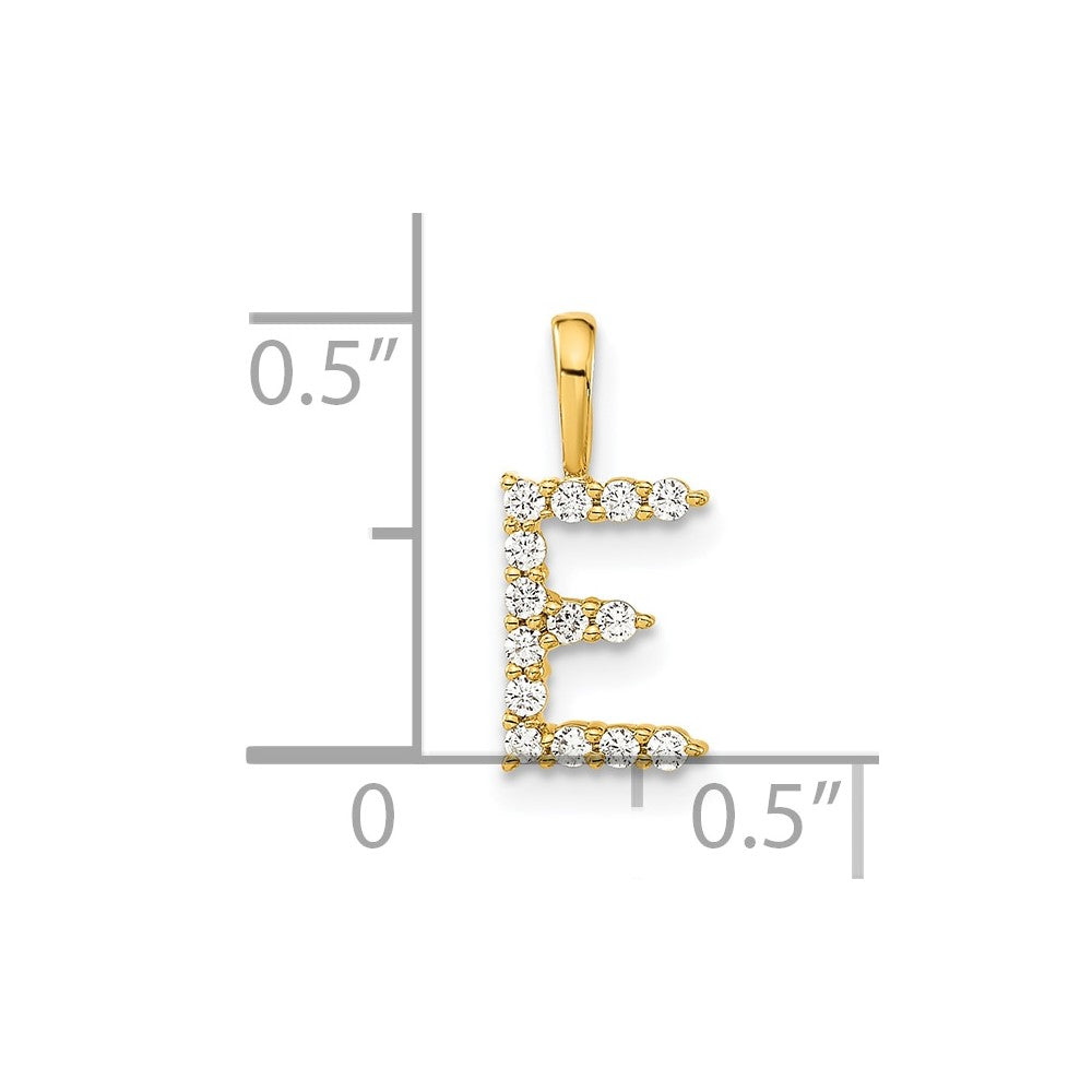 14k 1/8ct Lab Grown Diamond VS/SI+ G+ Complete Letter E Initial Pendant