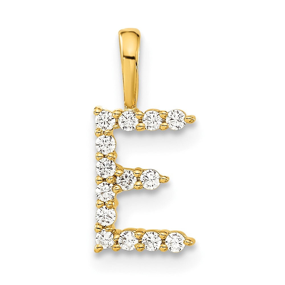 14k 1/8ct Lab Grown Diamond VS/SI+ G+ Complete Letter E Initial Pendant