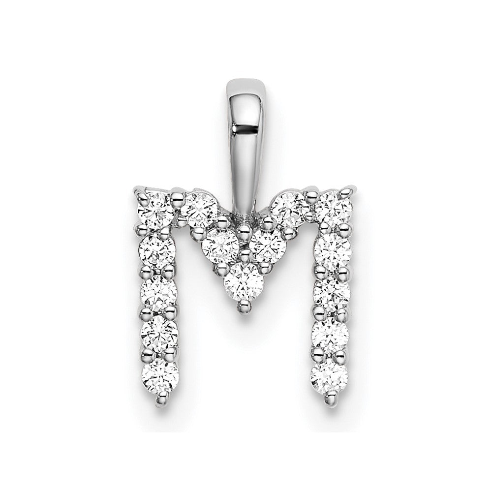 14kw 1/6ct Lab Grown Diamond VS/SI+ G+ Complete Letter M Initial Pendant