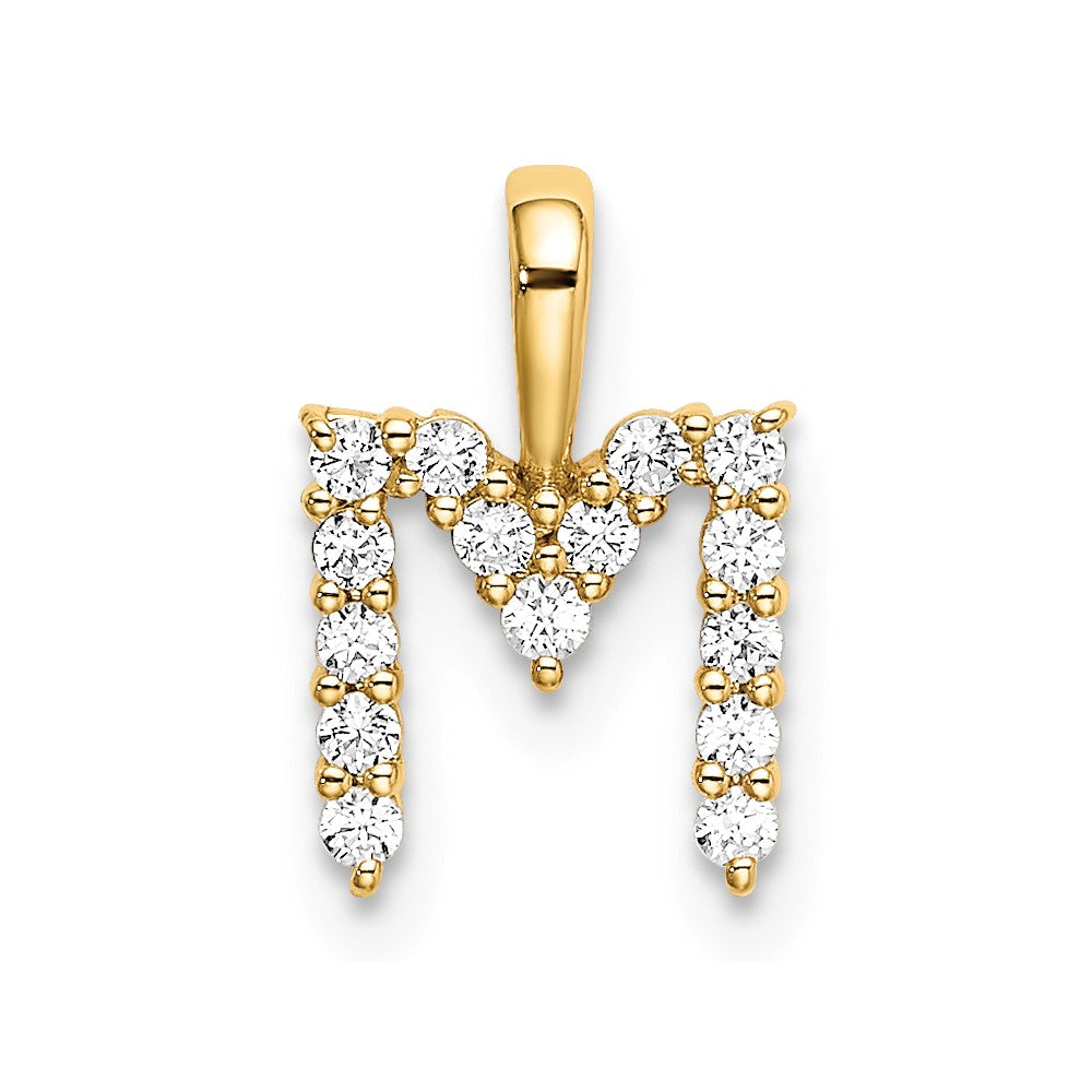 14k 1/6ct Lab Grown Diamond VS/SI+ G+ Complete Letter M Initial Pendant