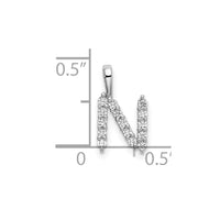 14kw 1/6ct Lab Grown Diamond VS/SI+ G+ Complete Letter N Initial Pendant