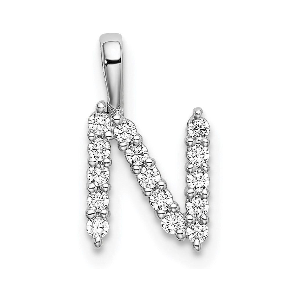 14kw 1/6ct Lab Grown Diamond VS/SI+ G+ Complete Letter N Initial Pendant