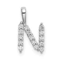 14kw 1/6ct Lab Grown Diamond VS/SI+ G+ Complete Letter N Initial Pendant
