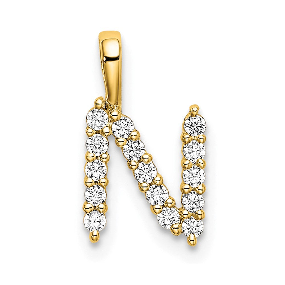 14k 1/6ct Lab Grown Diamond VS/SI+ G+ Complete Letter N Initial Pendant